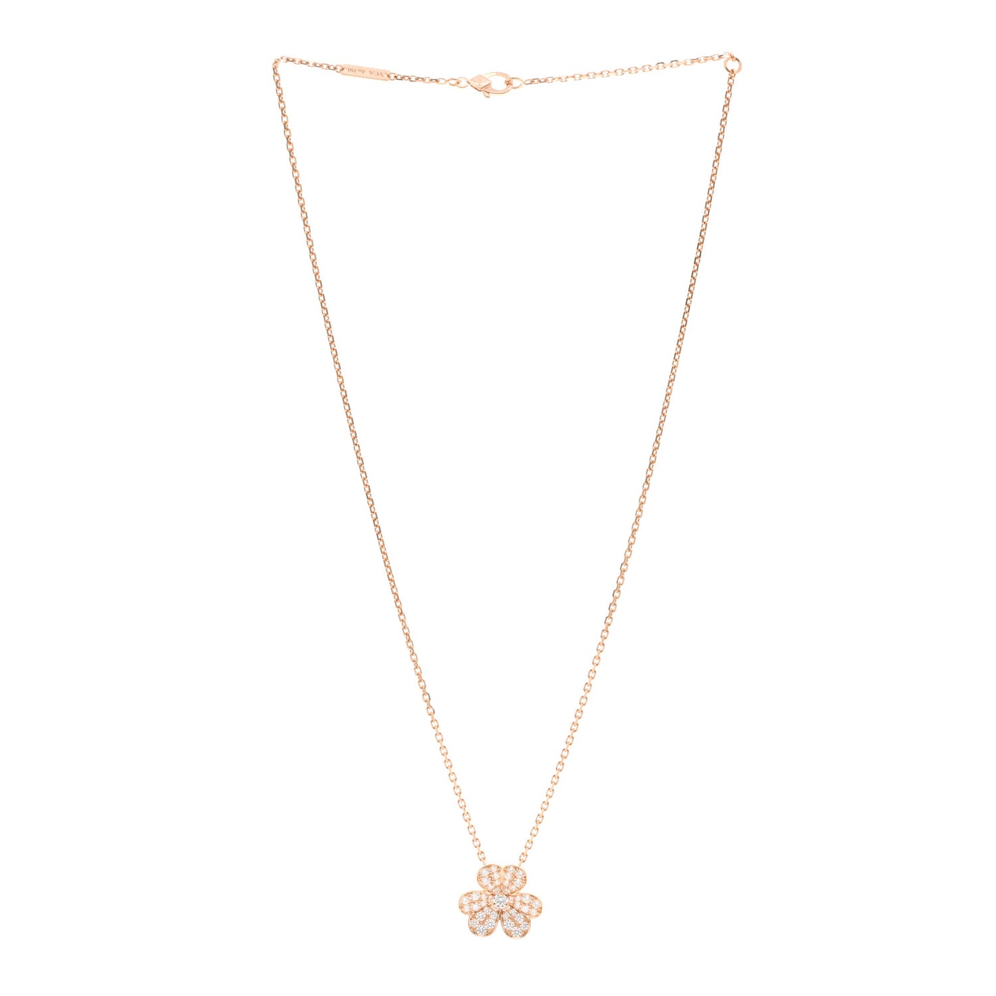 18K Rose Gold Diamond Small Frivole Pendant Pave Necklace