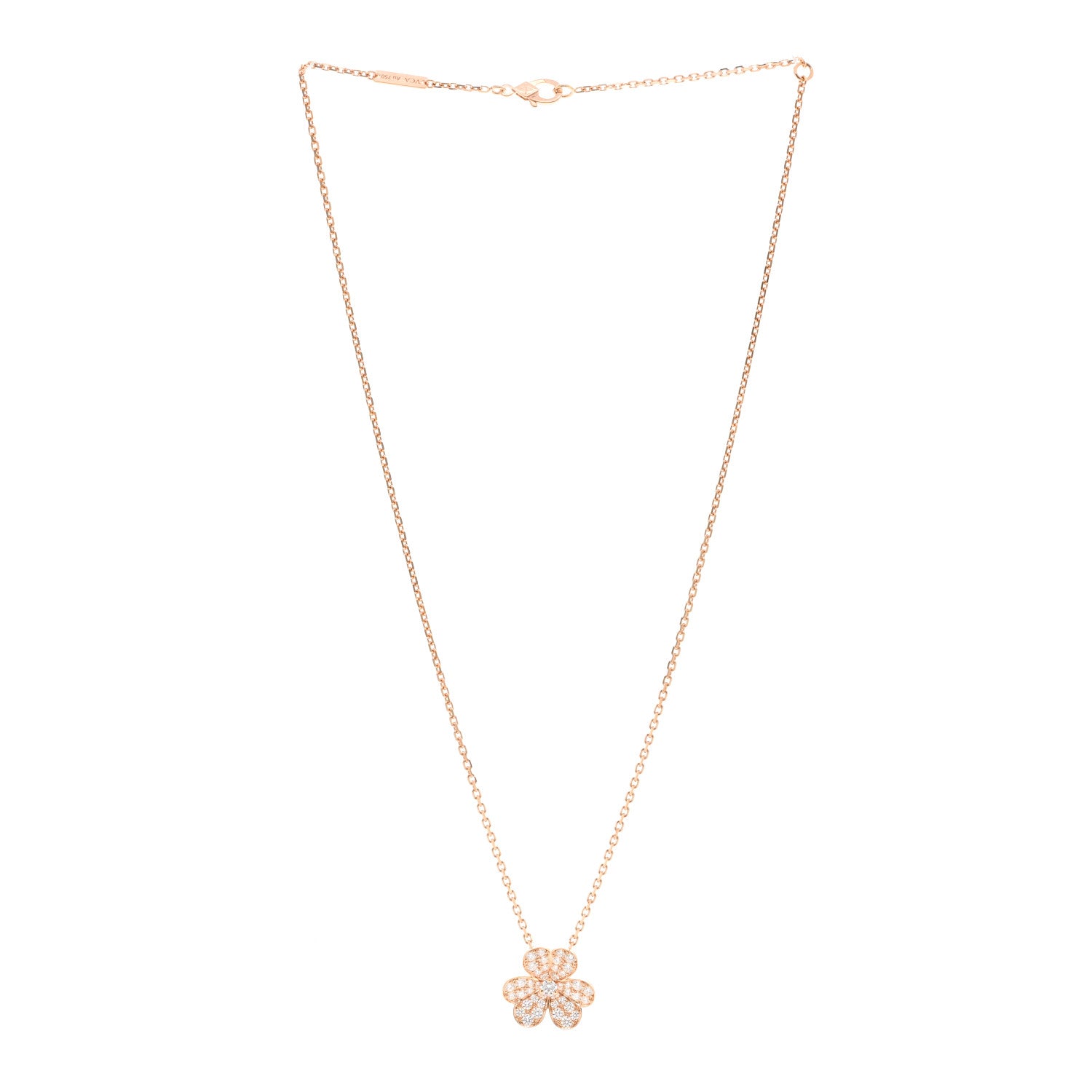 Van Cleef & Arpels 18K Rose Gold Diamond Small Frivole Pendant Pave Necklace 3 of 6