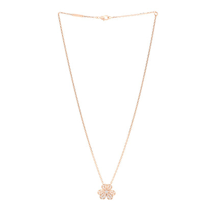 Van Cleef & Arpels 18K Rose Gold Diamond Small Frivole Pendant Pave Necklace 3 of 6