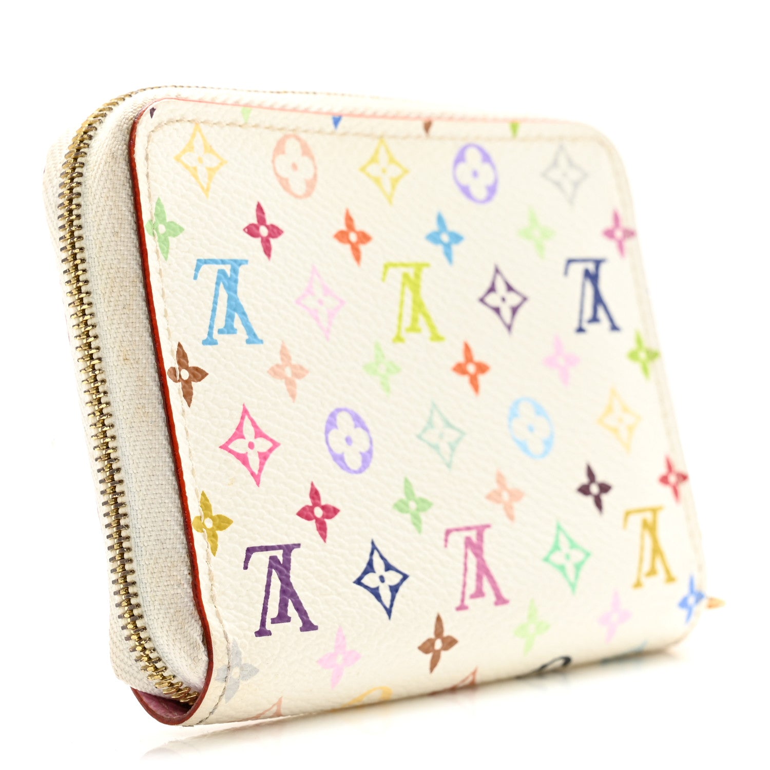 Louis Vuitton Monogram Multicolor Zippy Coin Purse Wallet White Litchi 3 of 8