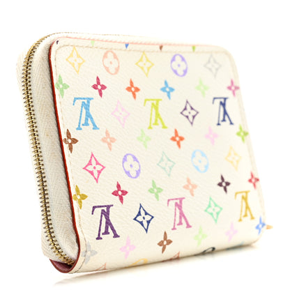 Louis Vuitton Monogram Multicolor Zippy Coin Purse Wallet White Litchi 3 of 8