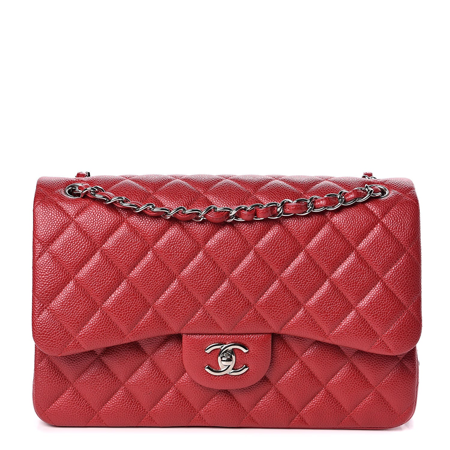 Chanel Caviar Quilted Jumbo Double Flap Red 1 of 11