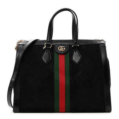 Gucci Suede Patent GG Web Medium Ophidia Tote Bag Black 1 of 11