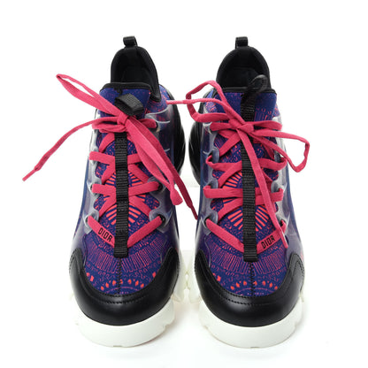 Christian Dior Technical Fabric Fireworks Print Womens D-Connect Sneakers 37 Deep Blue Fuxia 5 of 10