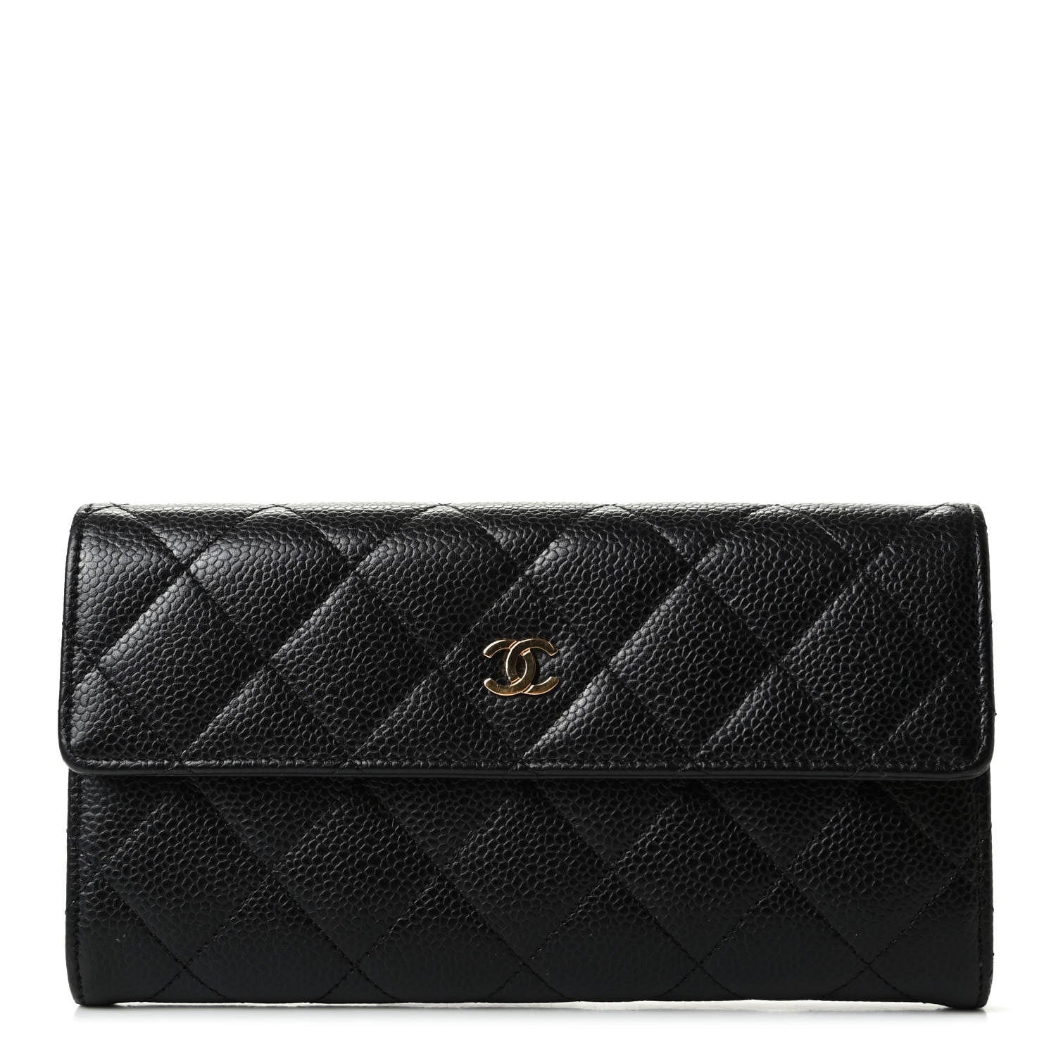 Chanel Caviar Quilted Large Gusset Flap Wallet Black 1 of 7