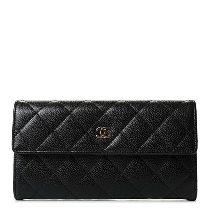 Chanel Caviar Quilted Large Gusset Flap Wallet Black 1 of 7