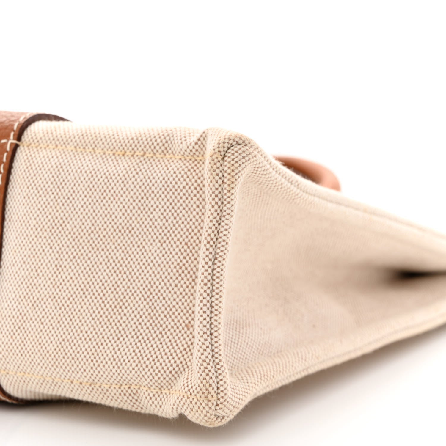 Hermes Toile Taurillon Clemence Sac Harnais Tote MM Beige Gold 11 of 12