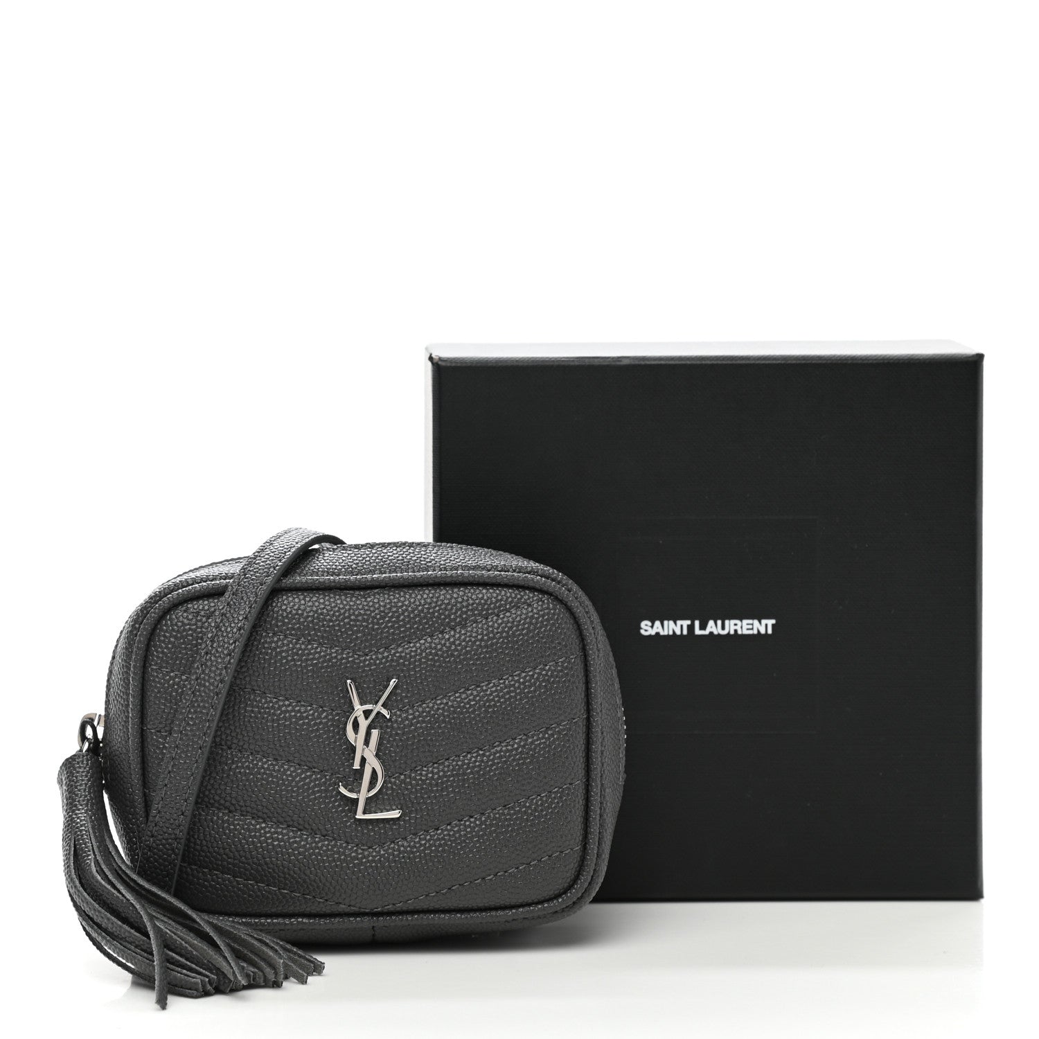 Saint Laurent Grain De Poudre Matelasse Monogram Baby Lou Camera Bag Dark Smog 10 of 10