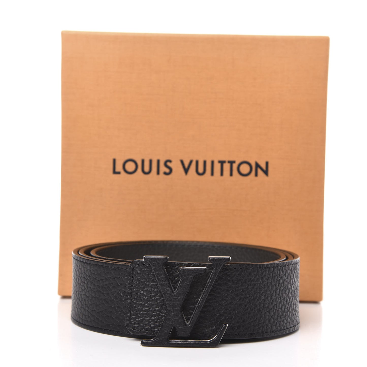 Taurillon Calfskin 40mm LV Initiales Belt 100 40 Black