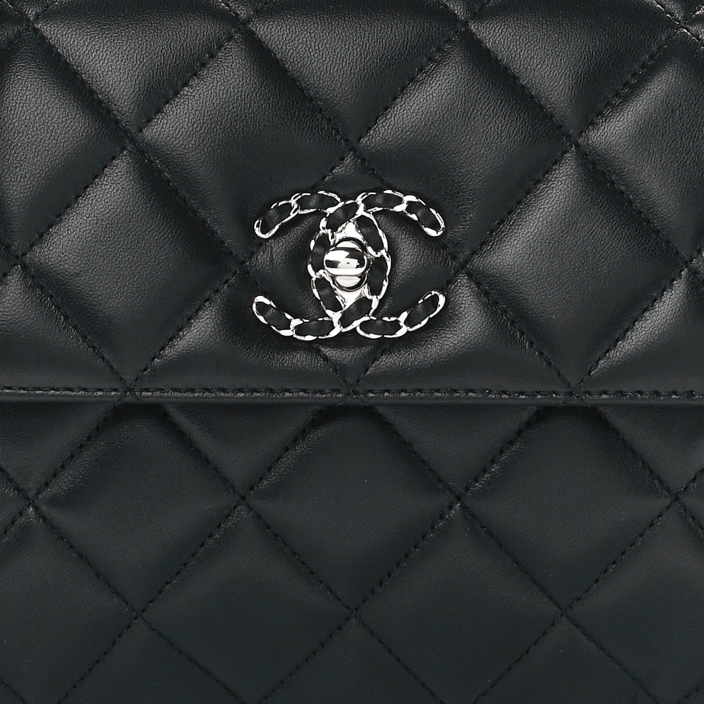 Lambskin Quilted Small Trendy CC Chain Dual Handle Flap Bag Black