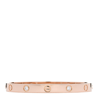 Cartier 18K Pink Gold 4 Diamond LOVE Bracelet 17 2 of 7