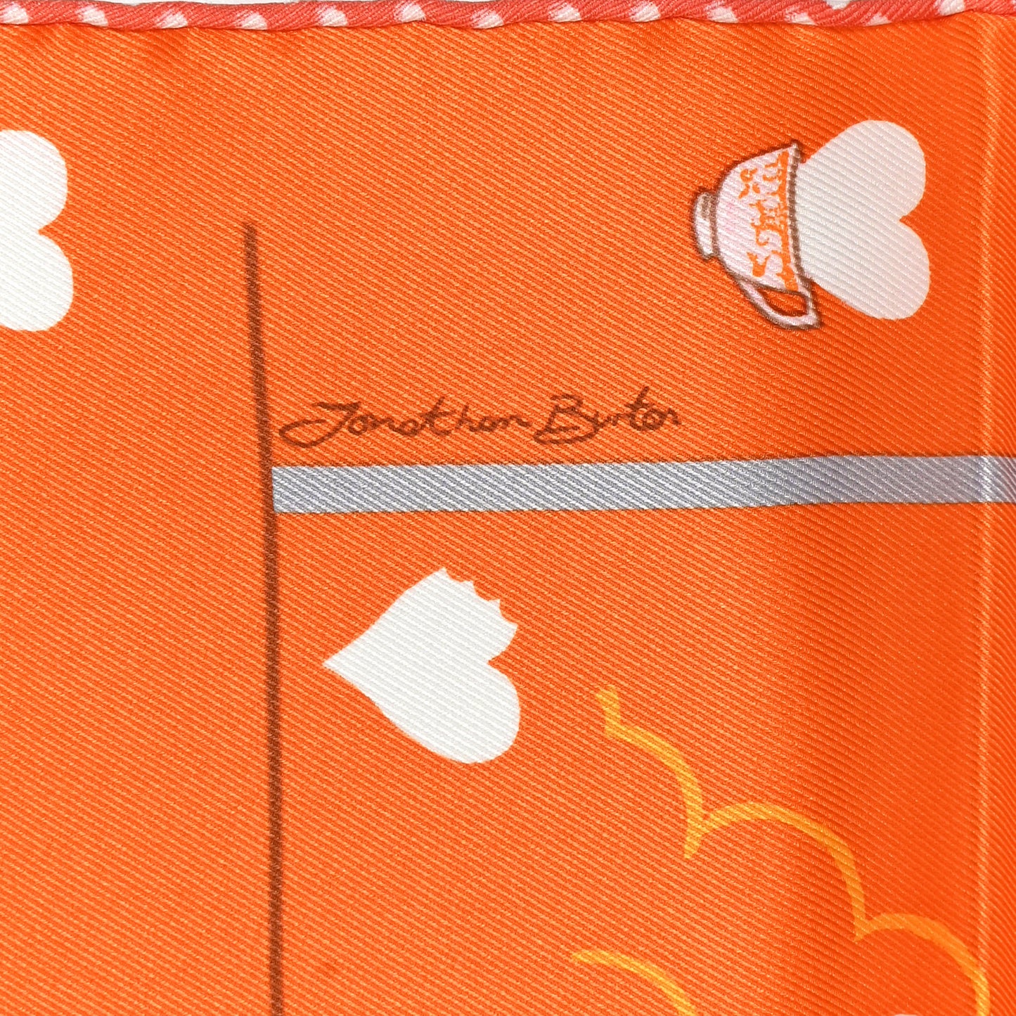 Silk Tea Time Scarf 70 Orange Gris White