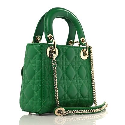 Christian Dior Lambskin Cannage Mini Lady Dior Bright Green 3 of 9
