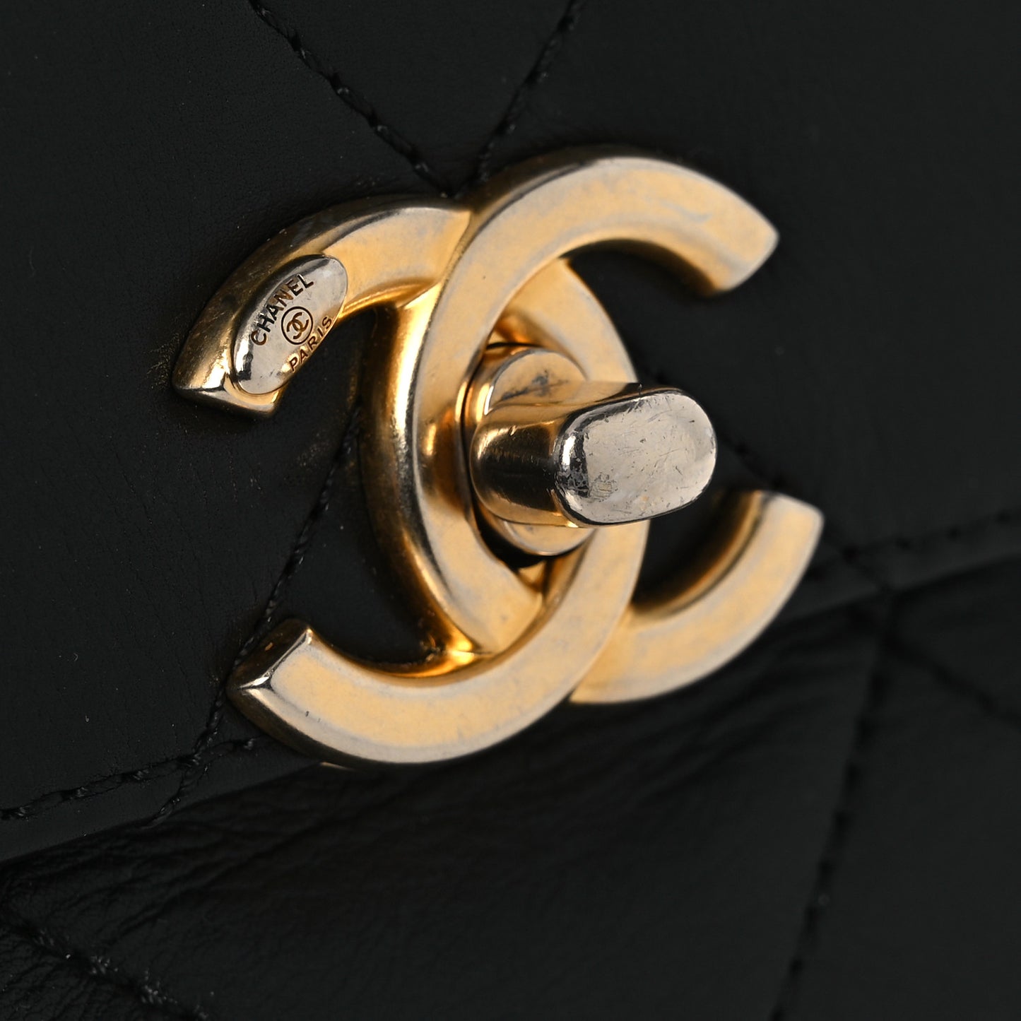 Calfskin Quilted Mini Framing Chain Bag Black