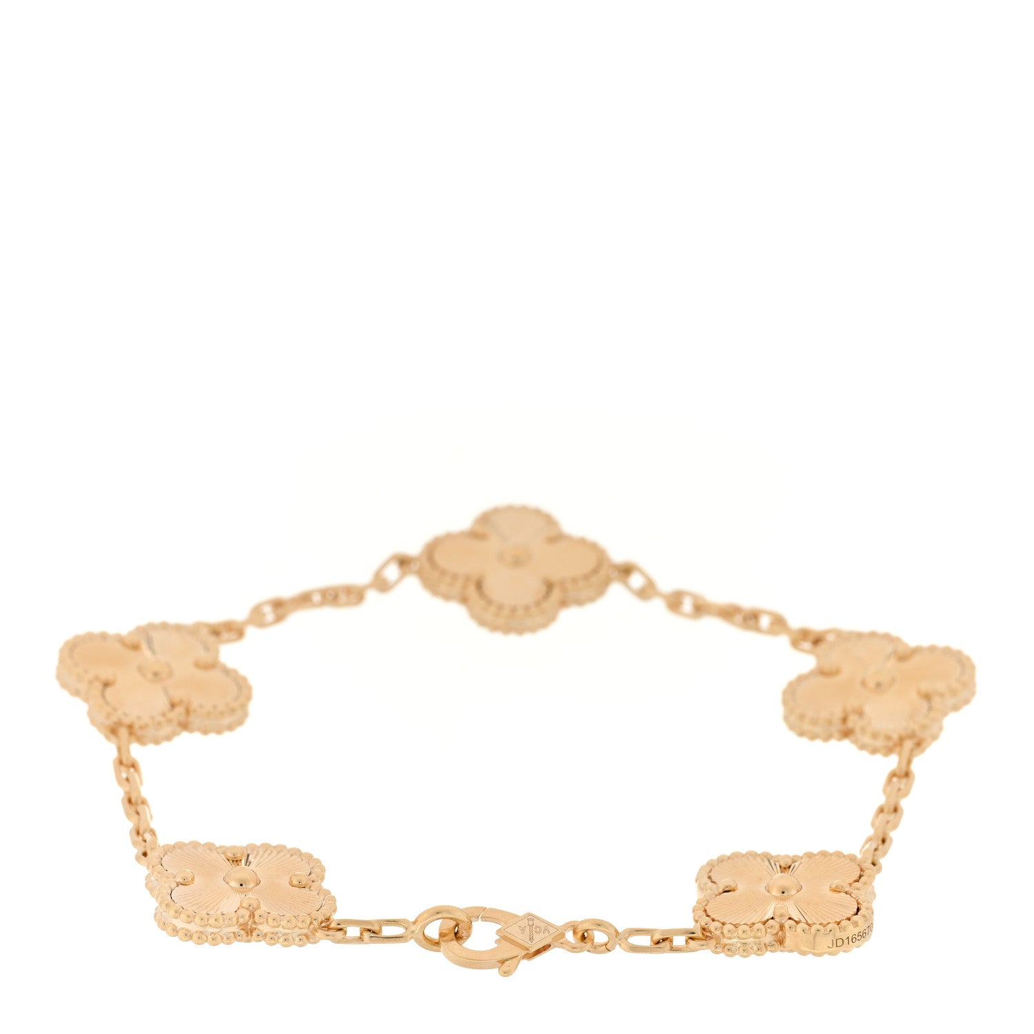 Van Cleef & Arpels 18K Yellow Gold 5 Motifs Guilloche Vintage Alhambra Bracelet 2 of 3