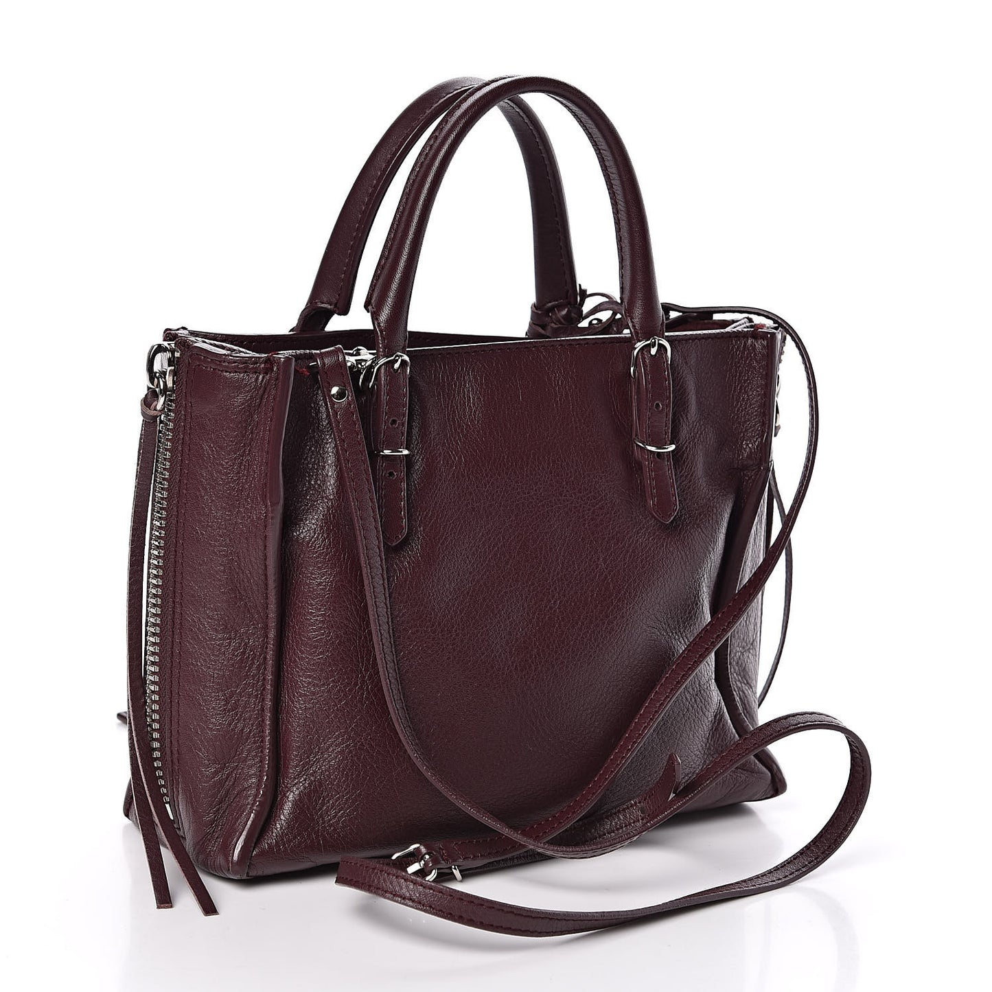 Calfskin Papier Mini A4 Zip Around Tote Rouge Aubergine