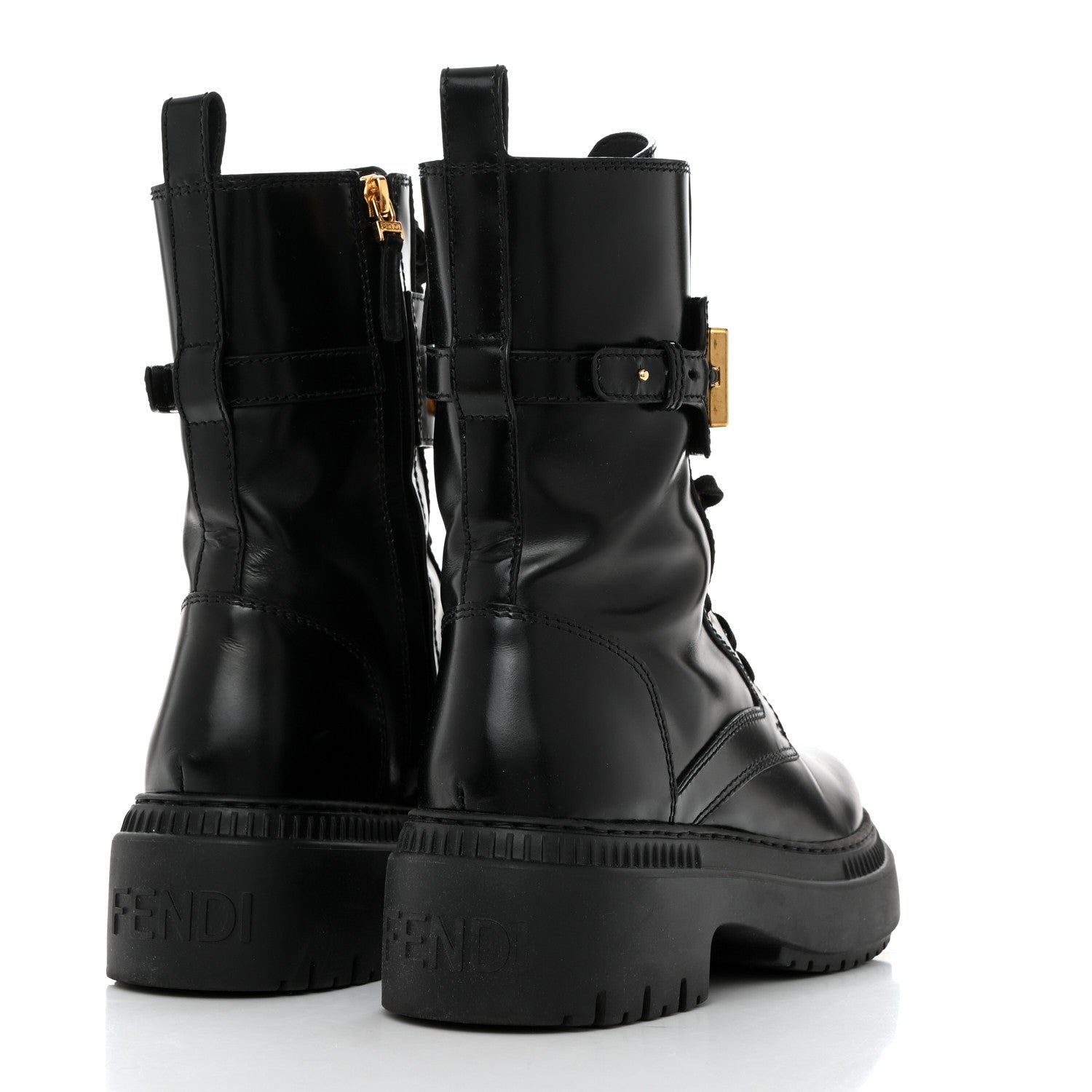Fendi Vitello Abrasivato Fendigraphy 50mm Biker Boots 36.5 Black 4 of 9