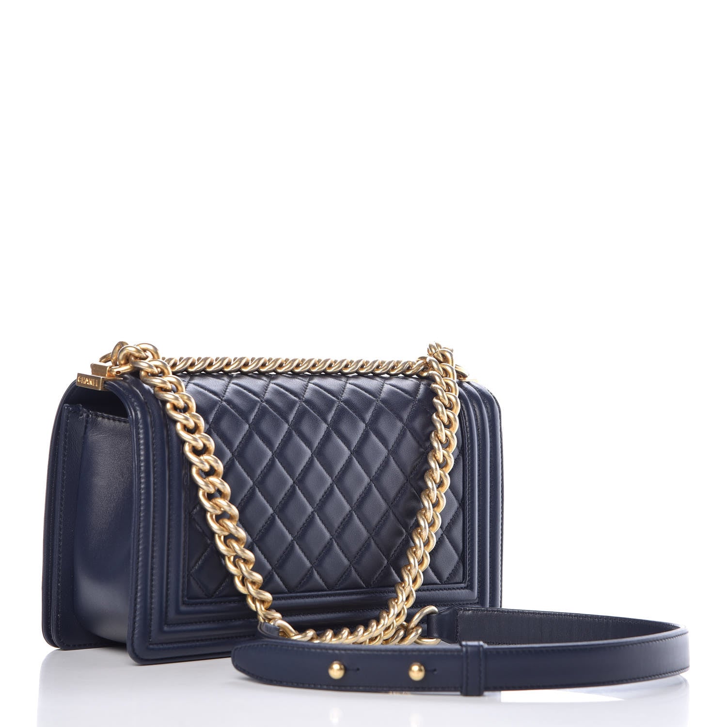 Chanel Lambskin Quilted Medium Boy Flap Dark Navy 3 of 10