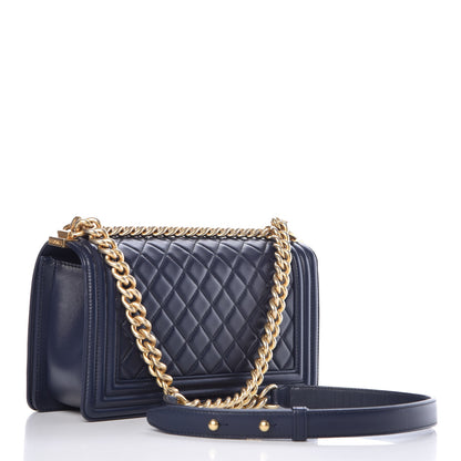 Chanel Lambskin Quilted Medium Boy Flap Dark Navy 3 of 10