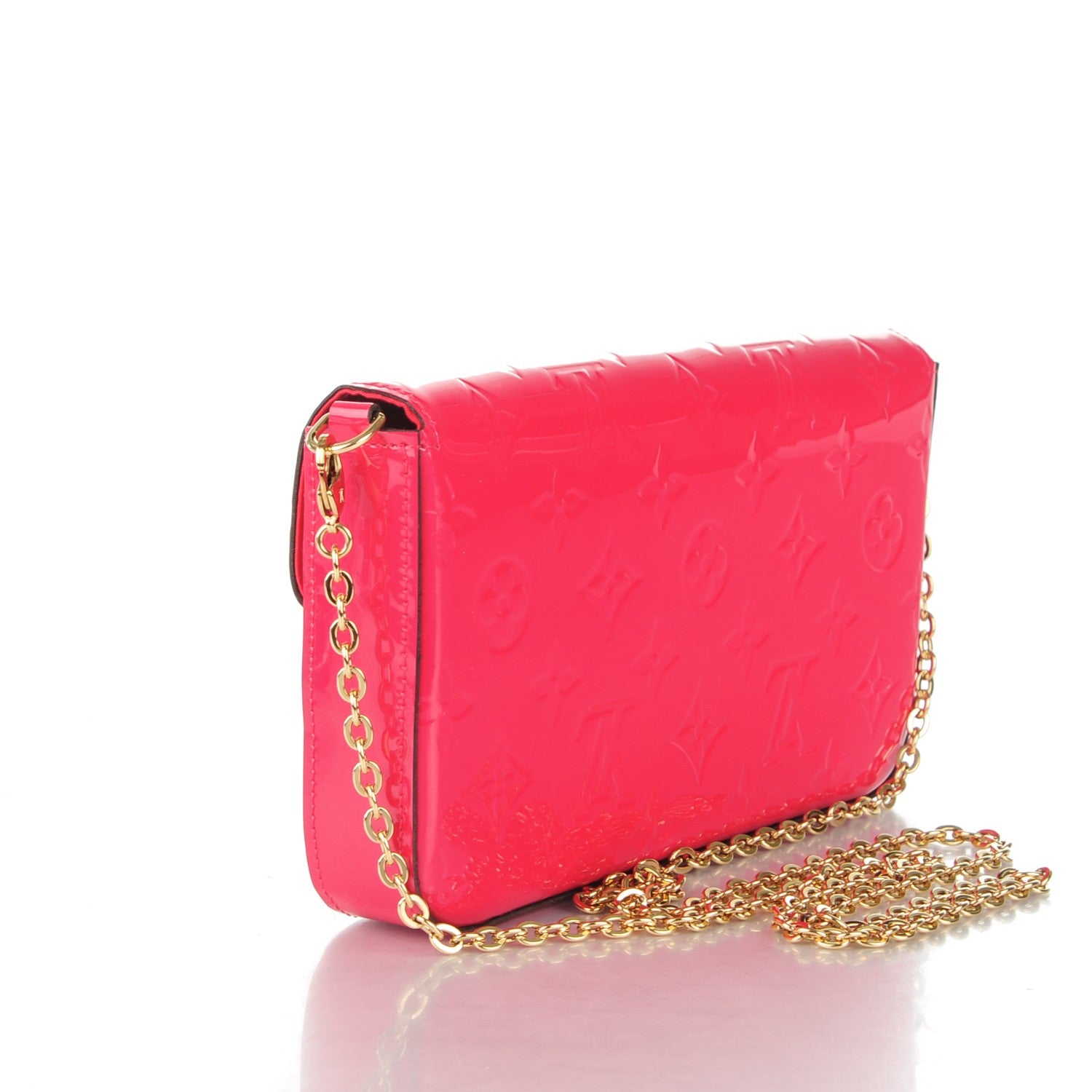 Louis Vuitton Vernis Felicie Pochette Chain Wallet Hot Pink 3 of 8