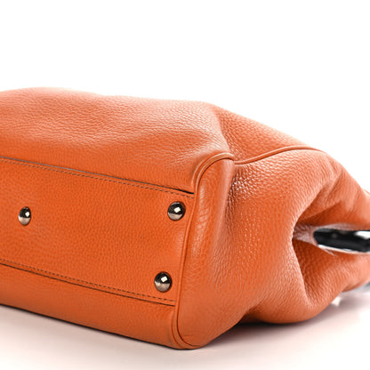 Gucci Calfskin Small Bamboo Shopper Tote Orange 6 of 9
