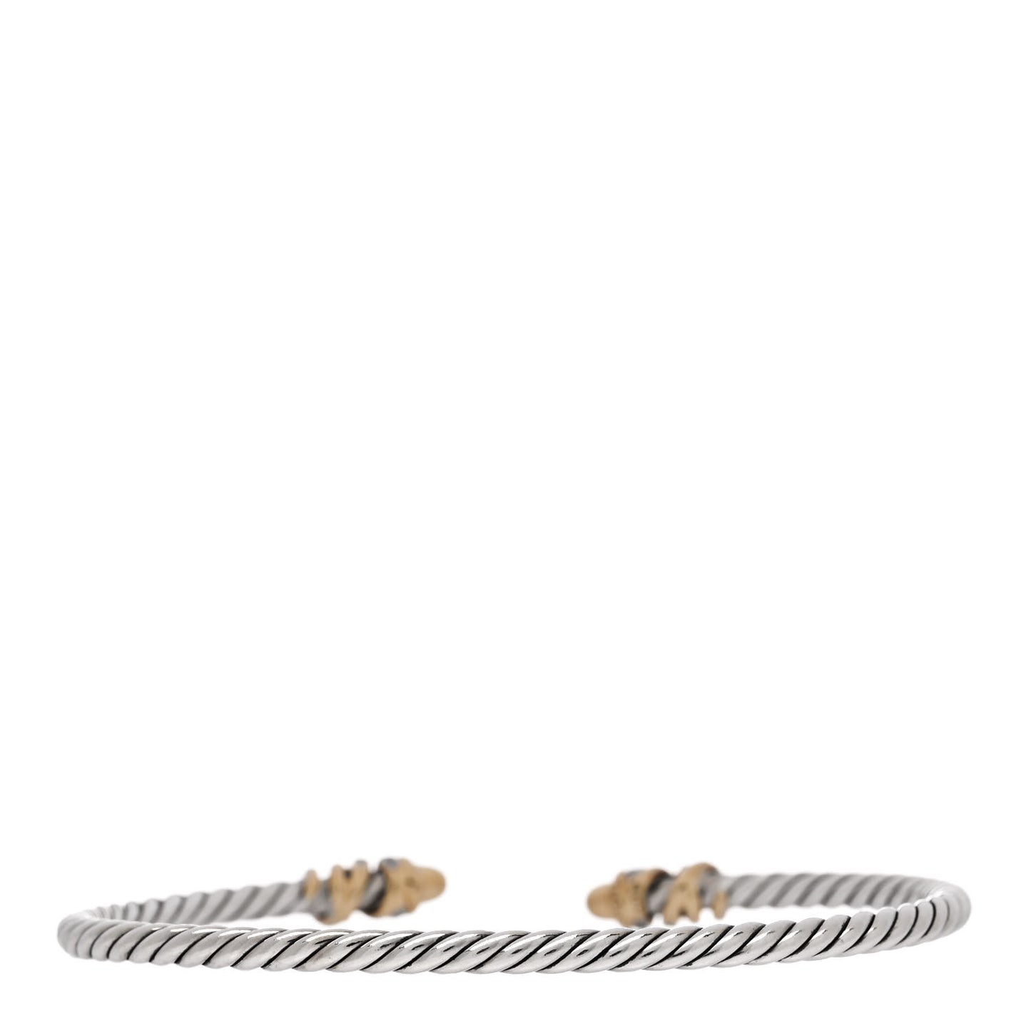 Sterling Silver 18K Yellow Gold Diamond 3mm Petite Helena Cuff Bracelet