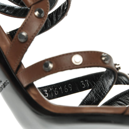 Saint Laurent Calfskin Jerry 105 Studded Sandal Heels 37 Brown 8 of 8