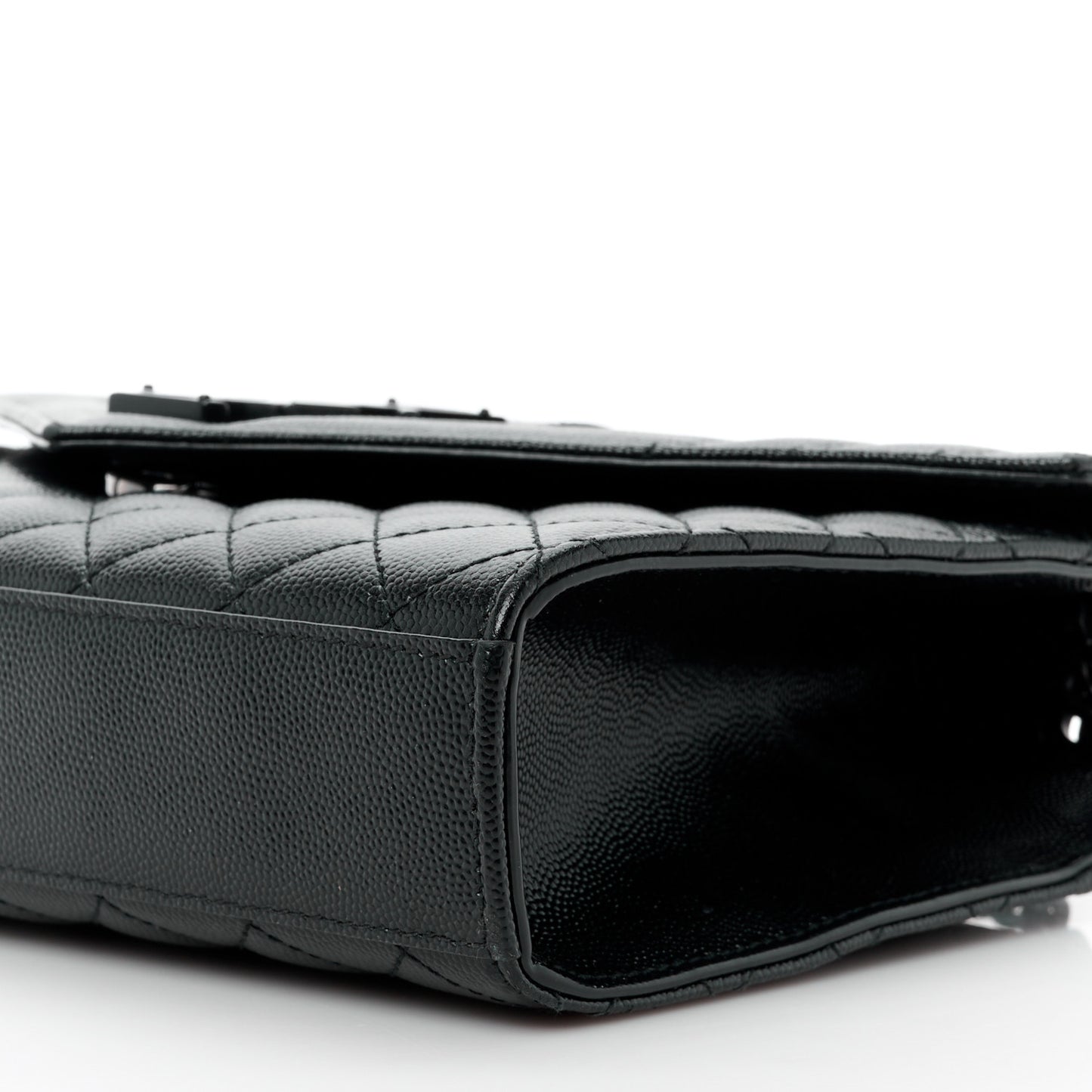 Grain De Poudre Textured Mixed Matelasse Triquilt Medium Monogram Monochrome Satchel Black