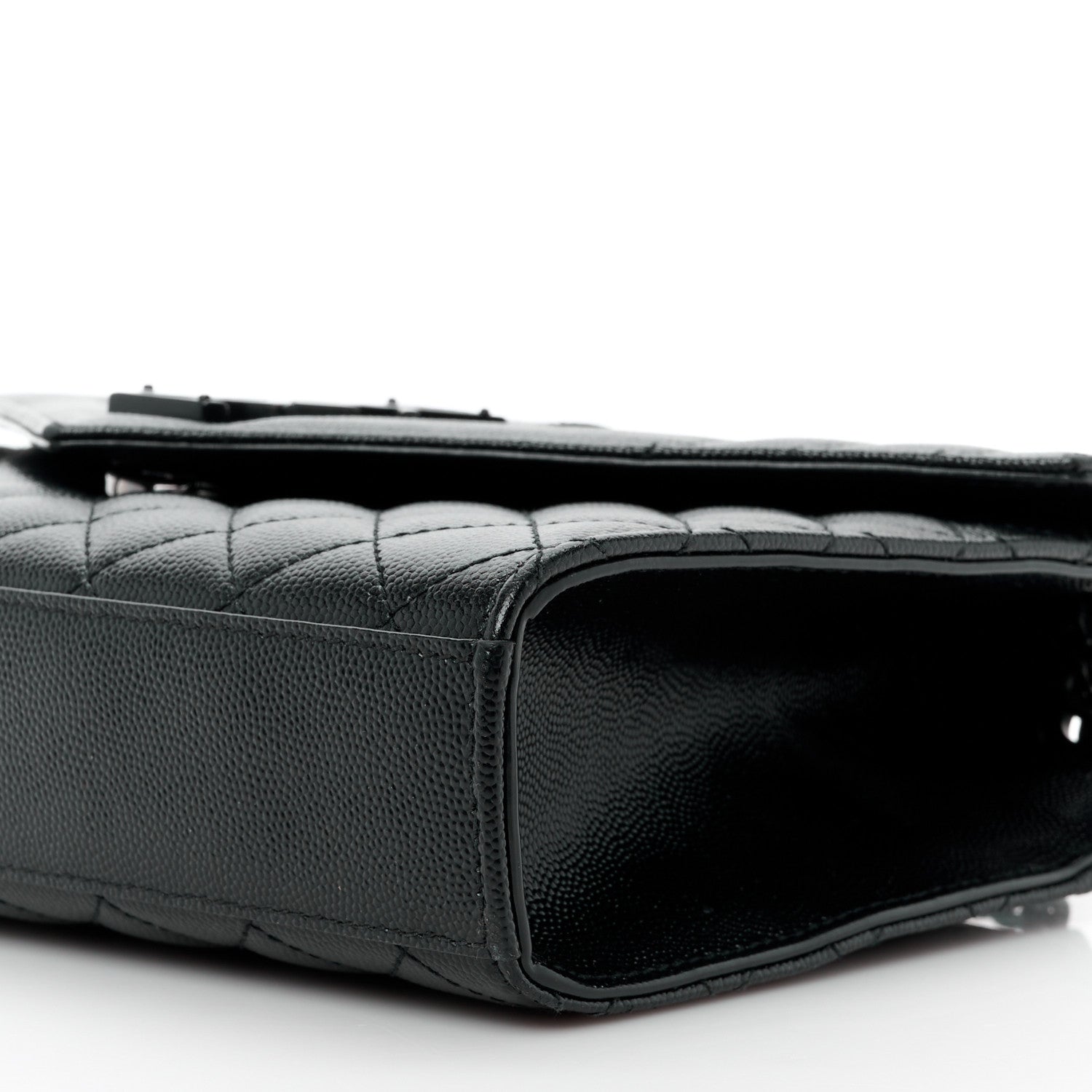 Saint Laurent Grain De Poudre Textured Mixed Matelasse Triquilt Medium Monogram Monochrome Satchel Black 12 of 15
