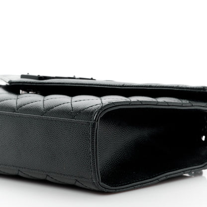 Saint Laurent Grain De Poudre Textured Mixed Matelasse Triquilt Medium Monogram Monochrome Satchel Black 12 of 15