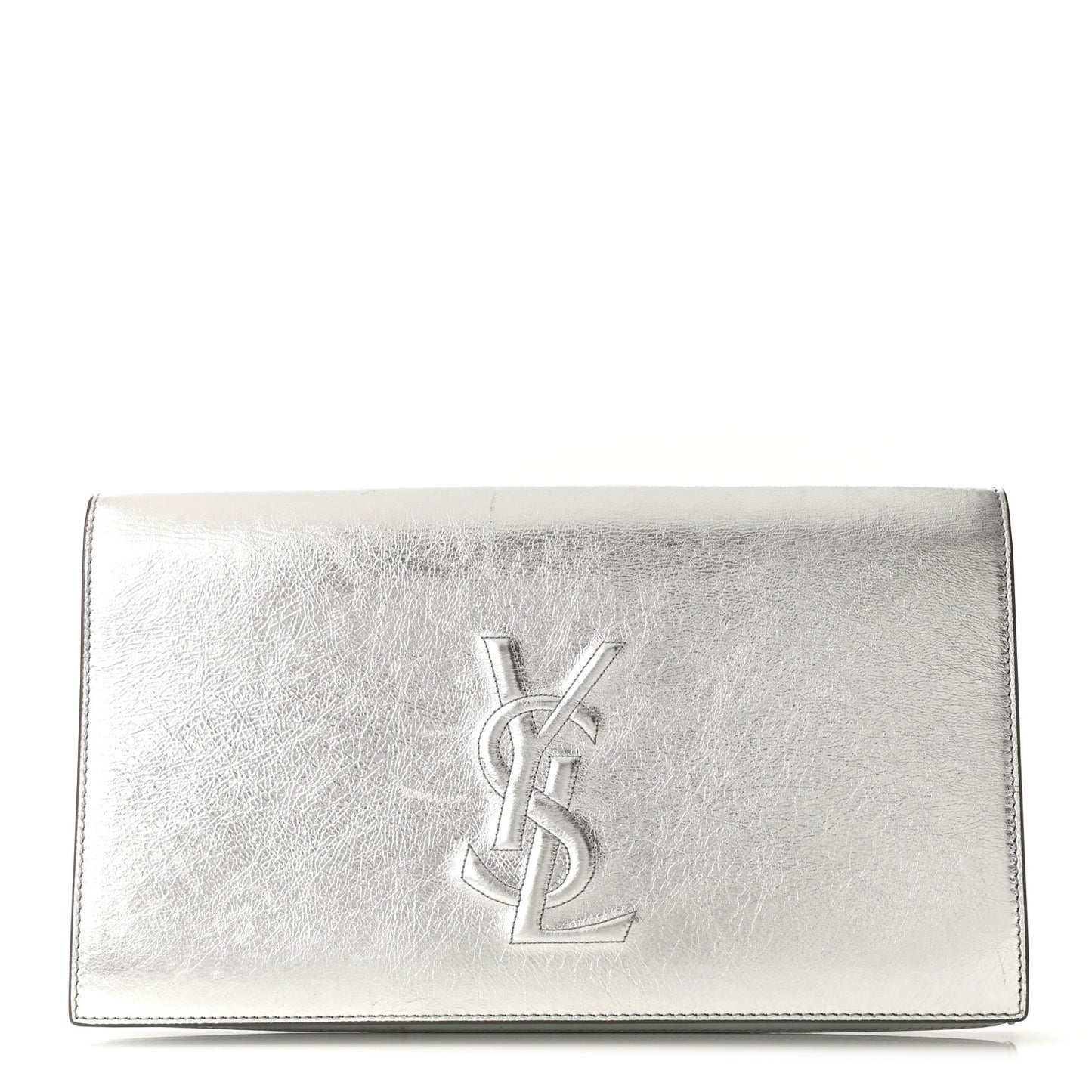 Metallic Calfskin Monogram Large Belle De Jour Clutch Silver