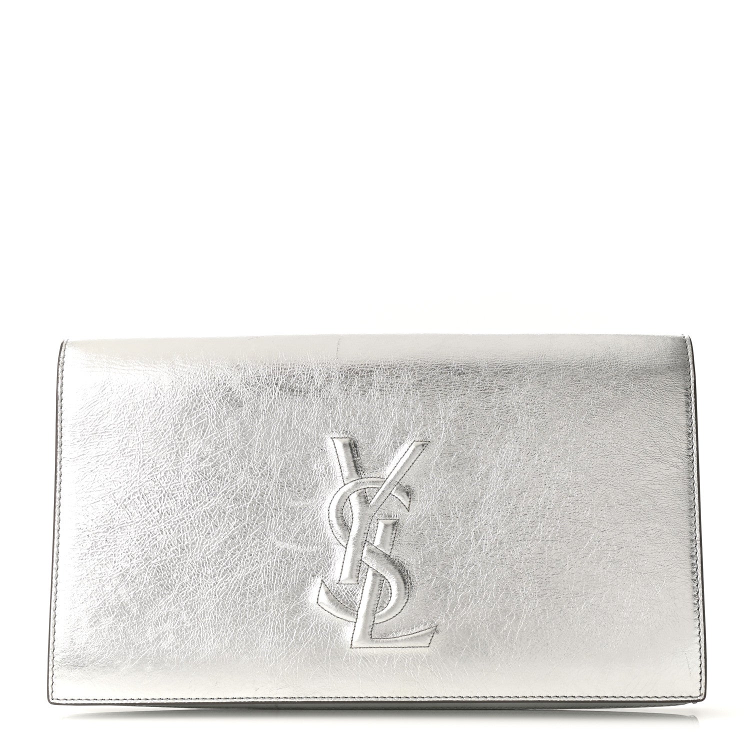 Saint Laurent Metallic Calfskin Monogram Large Belle De Jour Clutch Silver 1 of 10