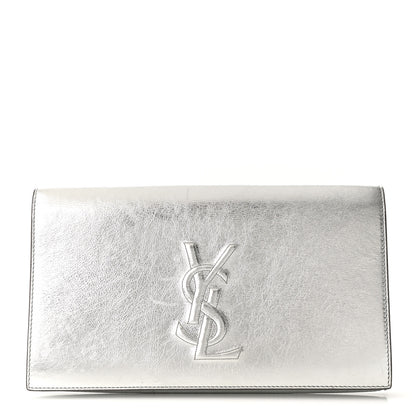 Saint Laurent Metallic Calfskin Monogram Large Belle De Jour Clutch Silver 1 of 10