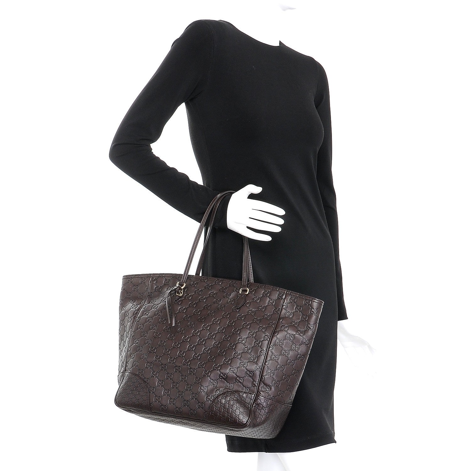 Gucci Guccissima Medium Bree Zippered Tote Chocolate 2 of 7