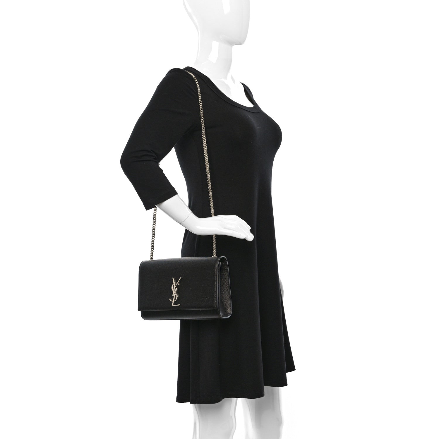 Saint Laurent Grain De Poudre Medium Classic Monogram Kate Satchel Black 2 of 8