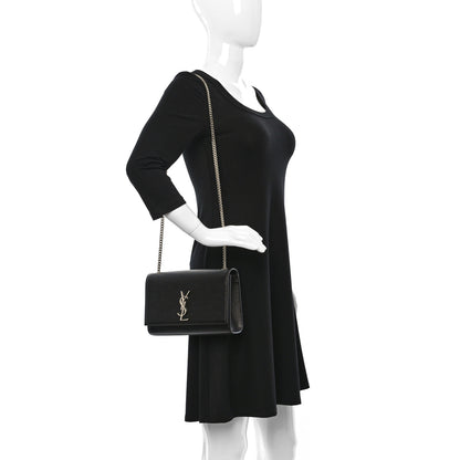 Saint Laurent Grain De Poudre Medium Classic Monogram Kate Satchel Black 2 of 8