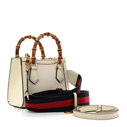 Gucci Textured Calfskin Web Mini Diana Tote Bag Mystic White 3 of 10