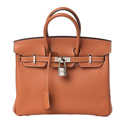 Hermes Taurillon Novillo Verso Birkin 25 Gold Gris Tourterelle 1 of 11