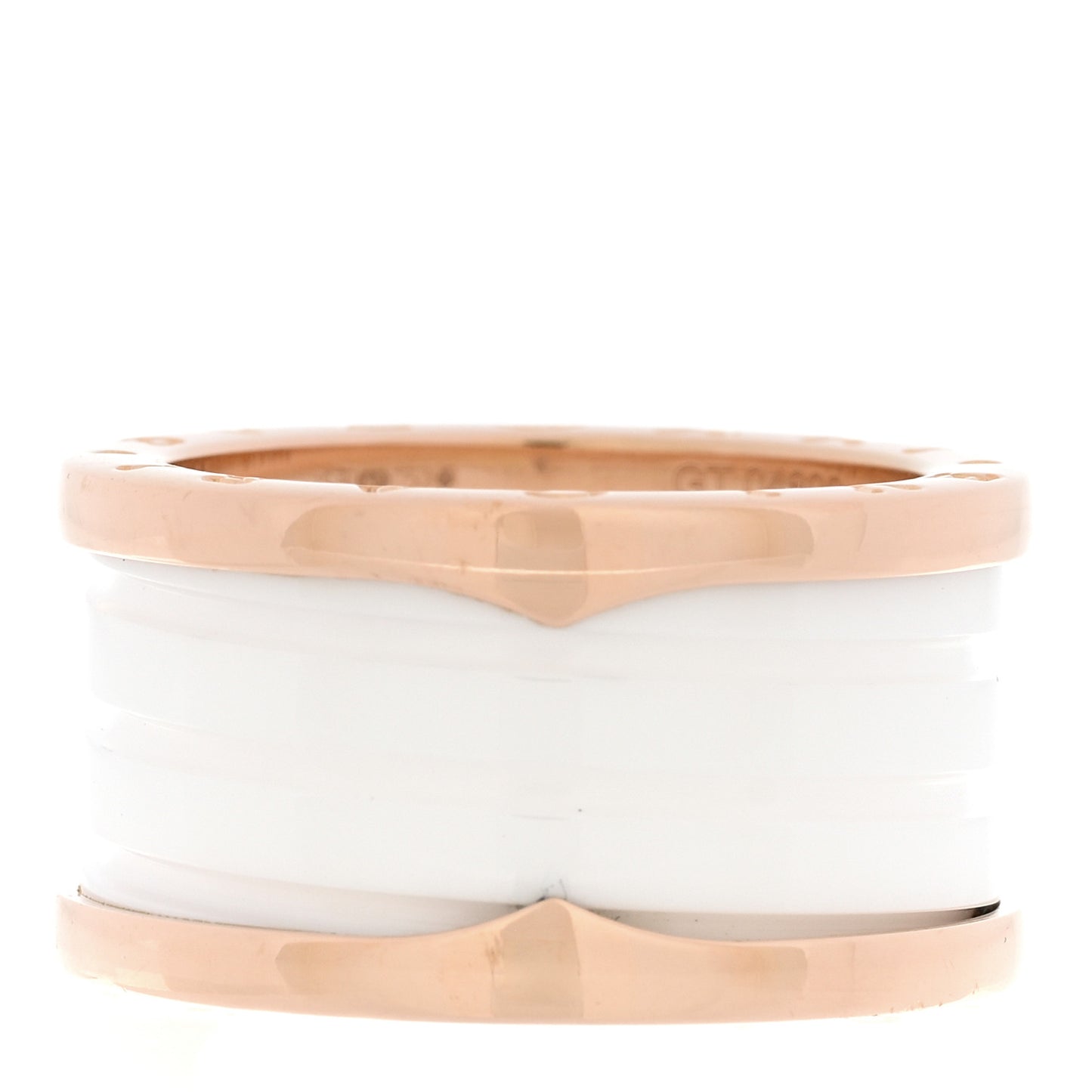 18K Rose Gold White Ceramic B.Zero1 Four-Band Ring 54 6.75