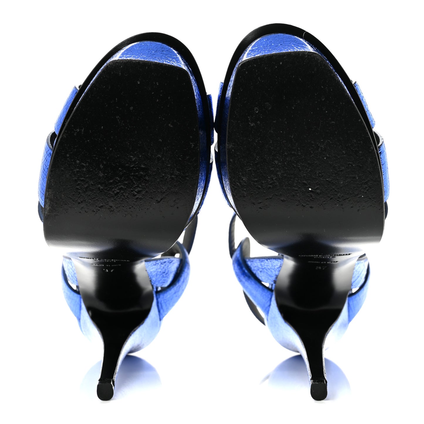 Metallic Calfskin Tribute 105 Platform Sandals 37 Blue