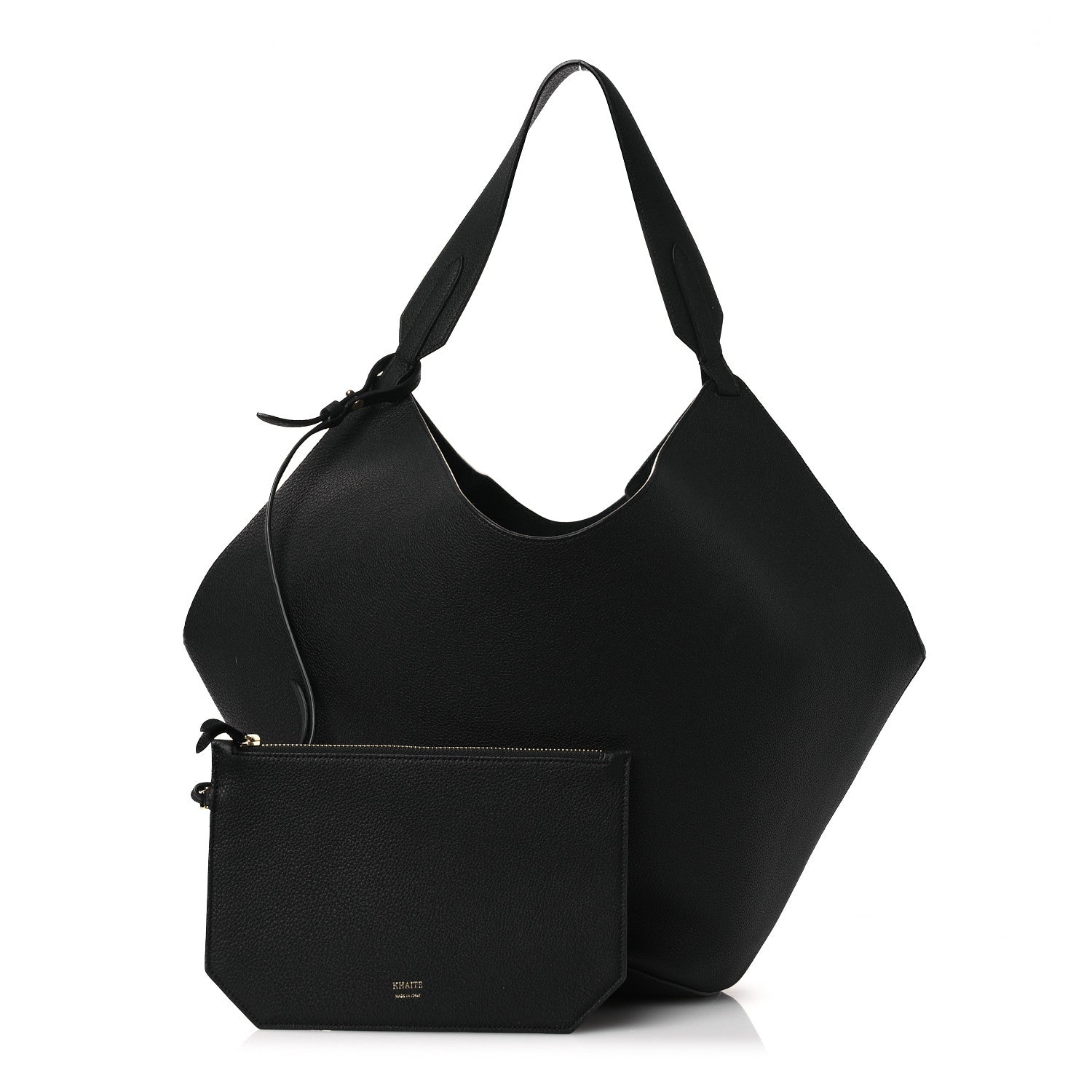 Khaite Pebbled Sport Calfskin Medium Lotus Tote Black 5 of 23