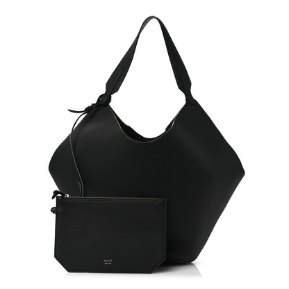 Khaite Pebbled Sport Calfskin Medium Lotus Tote Black 5 of 23