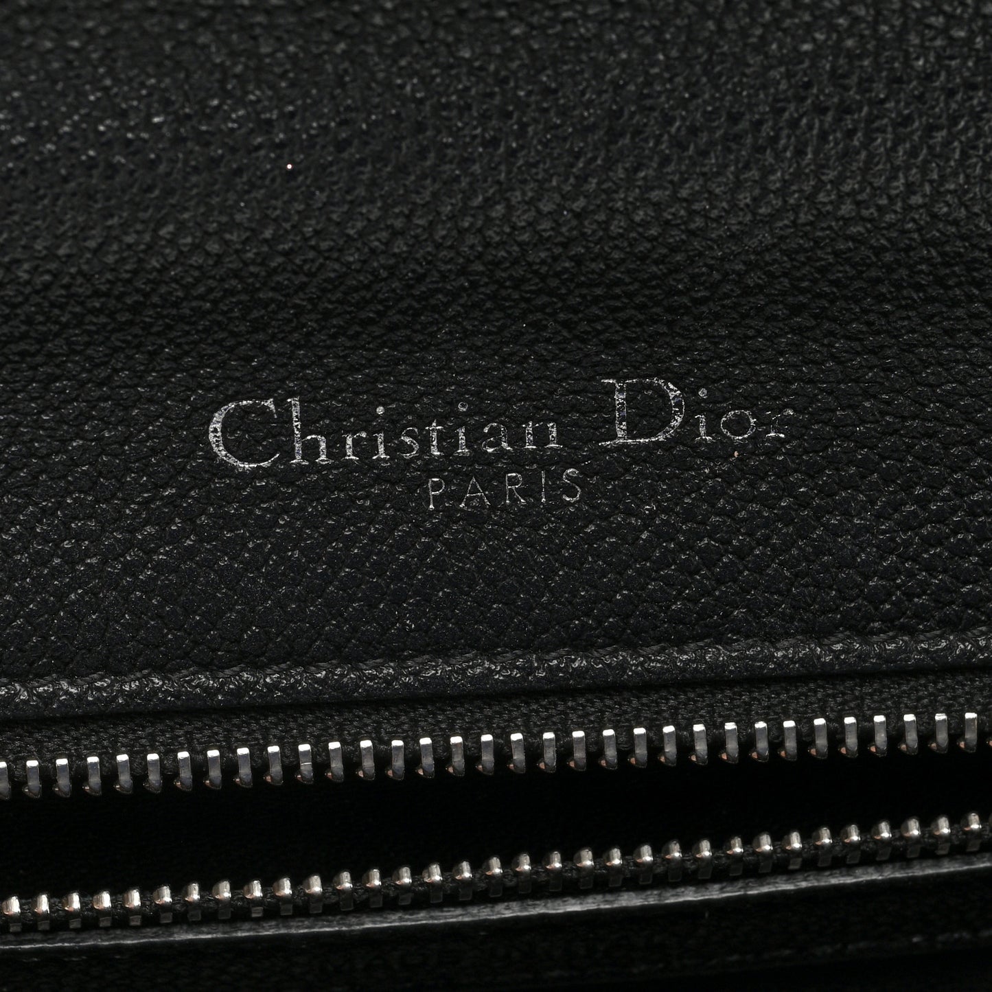 Grained Calfskin Perforated Diorama Flap Bag Black