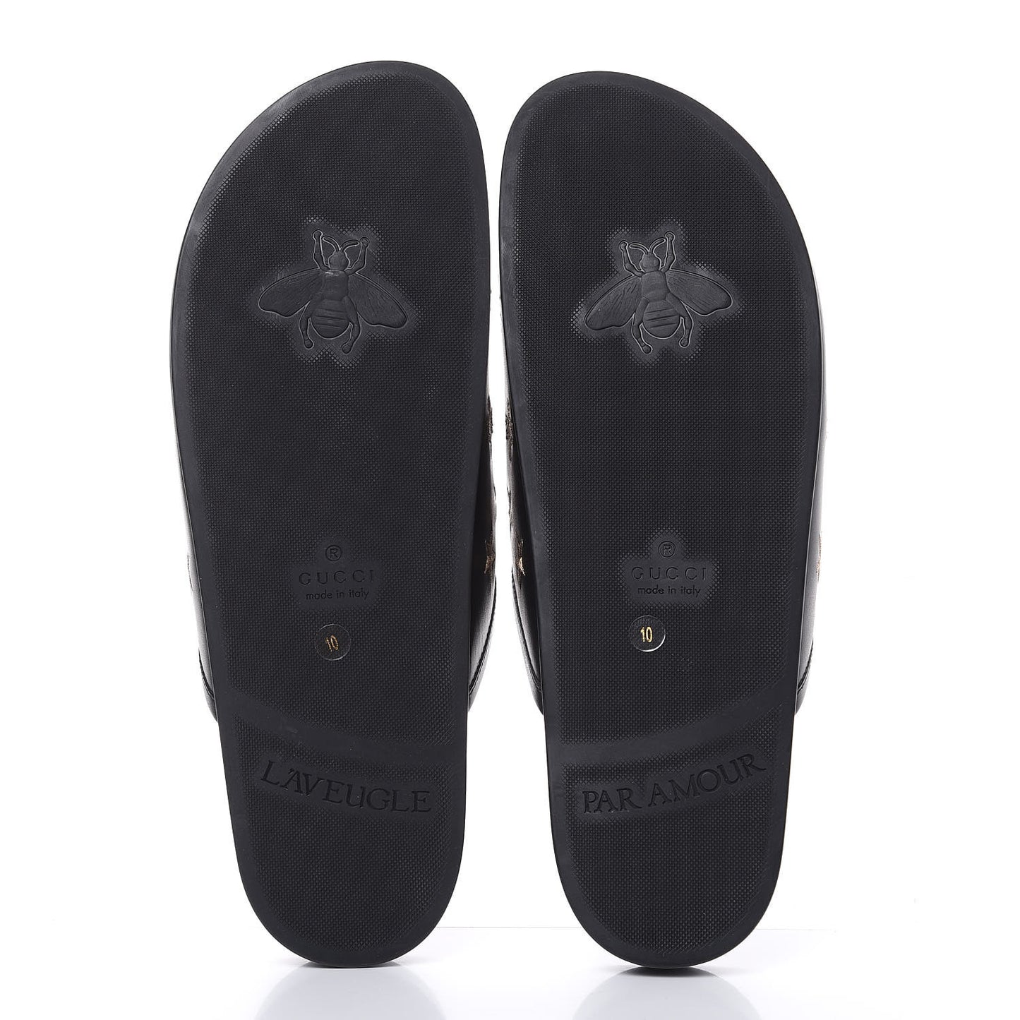 Calfskin Bee Star Embroidered Mens Horsebit River Slippers 10 Black