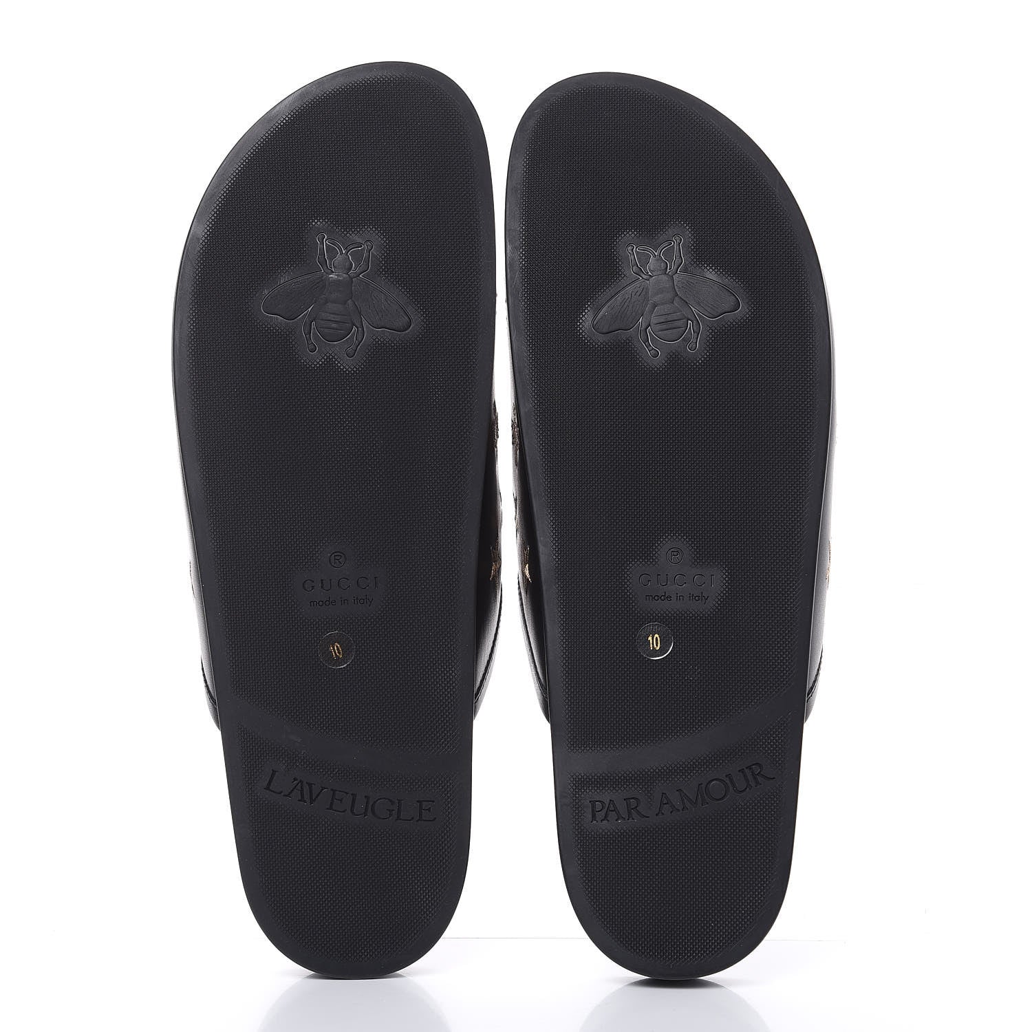 Gucci Calfskin Bee Star Embroidered Mens Horsebit River Slippers 10 Black 5 of 8