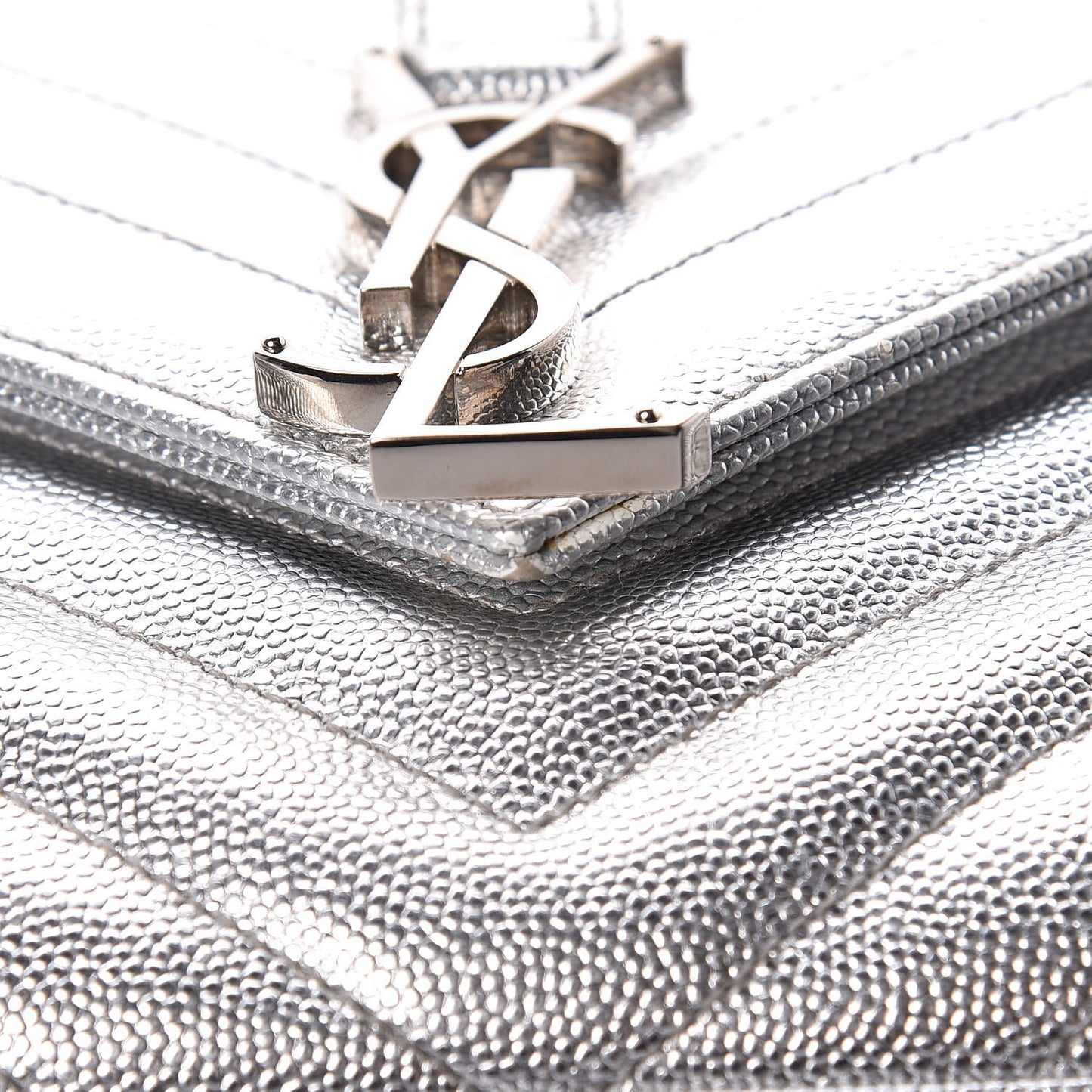 Metallic Grain De Poudre Matelasse Medium Monogram Satchel Silver
