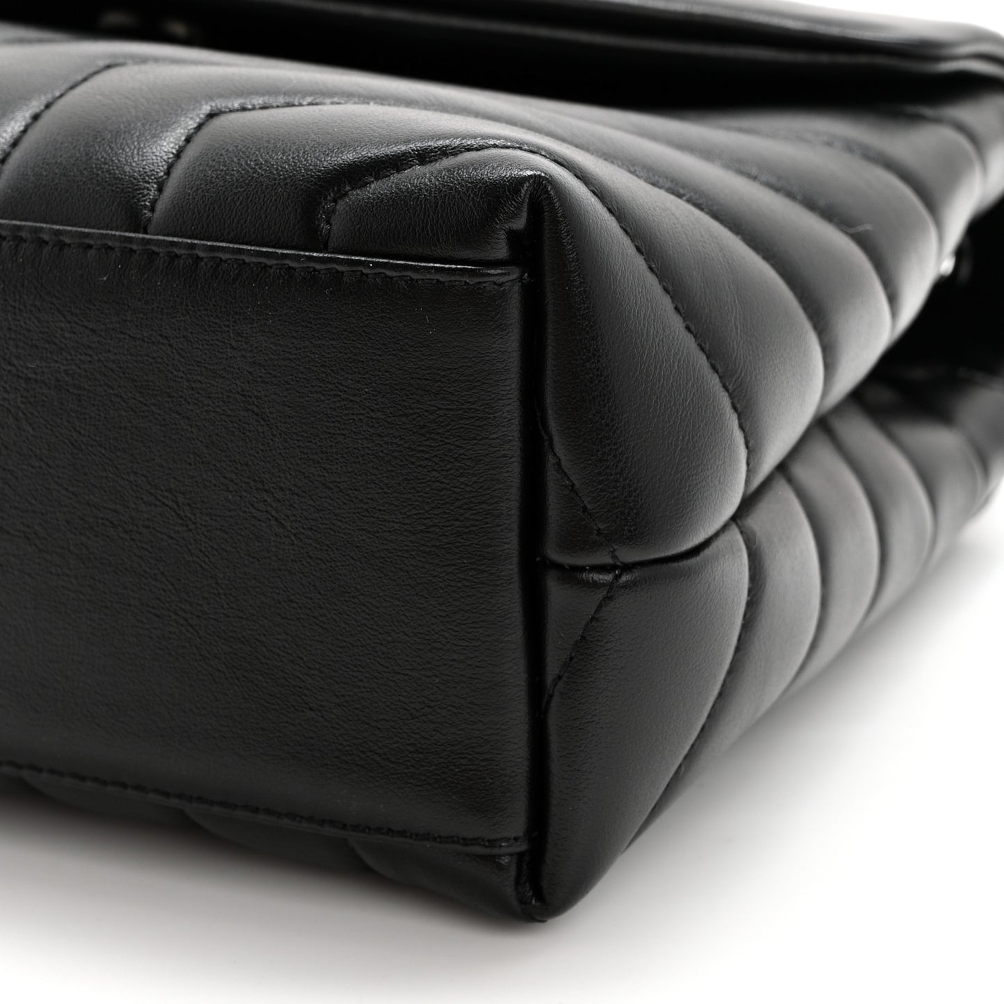 Calfskin Y Quilted Monogram Monochrome Small Loulou Chain Satchel Black