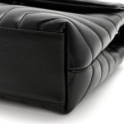 Saint Laurent Calfskin Y Quilted Monogram Monochrome Small Loulou Chain Satchel Black 10 of 12