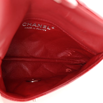 Chanel Patent Quilted Mini Flap Clutch With Chain  Red 5 of 13