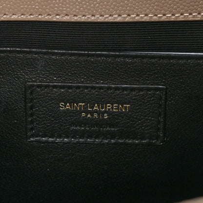 Saint Laurent Grain De Poudre Textured Mixed Matelasse Medium Triquilt Monogram Satchel Dark Beige 6 of 8